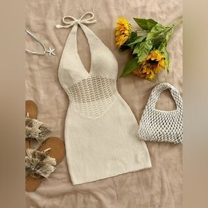 Boho Chic Crochet Halter Cover-Up Dress